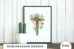 Watercolor Floral cross sublimation Png Product Image 3