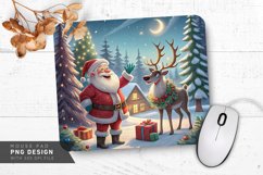 Santa and Reindeer Sparkling Christmas Trees Mouse Pad PNG Product Image 1