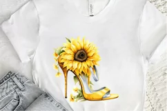 Sunflower High Heel Watercolor PNG Clipart Product Image 3