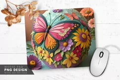 Butterfly and Flowers Wallpaper Mouse Pad PNG Design Product Image 1
