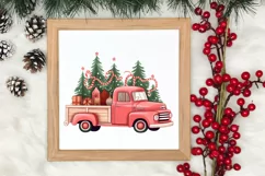 Red Christmas Truck Sublimation Clipart, Christmas PNG Product Image 3