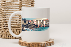 Maine State PNG, Vintage Coastal Lighthouse Sublimation Product Image 3