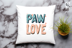Cute Paw Love Typography Animal Lover Text Clipart PNG Product Image 3