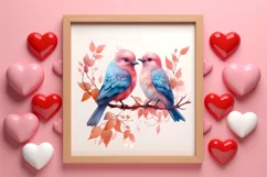 Valentine Kissing Birds Clipart, Valentine Couplet Product Image 3