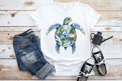 Earth day, April 22 Turtle Globe PNG Sublimation | Earth Day Product Image 1