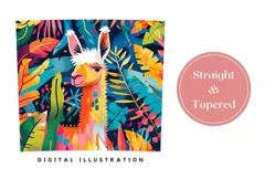 Cute Lama Tumbler Design, Colorful Tropical Leaves Tumbler Product Image 3