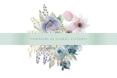 40 Watercolor Flower Clipart PNG, Delicate Floral Ornament Product Image 3