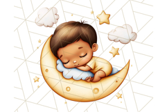 Sleeping Baby on Moon PNG, Cute Night Sky Baby Clipart Png Product Image 3