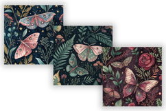Cottagecore Butterfly Dark Digital Paper, Seamless Product Image 3