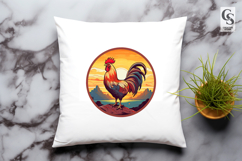 Sunset Rooster Clipart Sublimation PNG Product Image 3