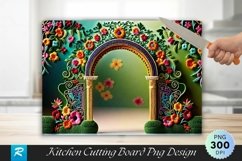 Floral Gate Background Cutting Board Sublimation Design Product Image 1