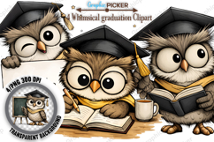 Graduation Animal Clipart PNG, Watercolor Graduation Animal Product Image 1