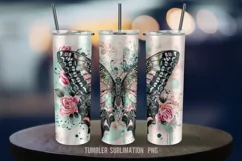 Vibrant Butterfly Floral 20 oz Tumbler Sublimation Art Product Image 3
