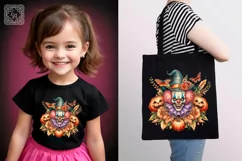Watercolor Halloween CreepyClown. PNG sublimation Product Image 2
