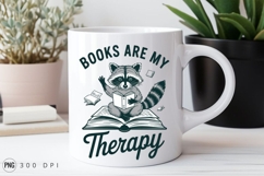 Books Are My Therapy Raccoon Reading Vector Sublimation PNG Product Image 2