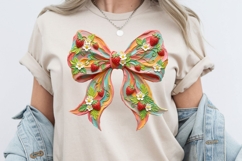 Summer Brushstroke Bow PNG, Strawberry Coquette Sublimation Product Image 2