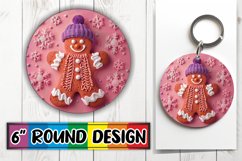 3D Christmas Gingerbread Round Design Keychain Product Image 1