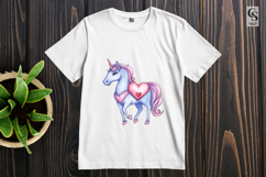 Watercolor Heart Unicorn Clipart Sublimation PNG Product Image 3