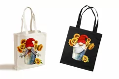 Watercolor Gnome Holding Sunflowers in Bucket Illustration Product Image 3