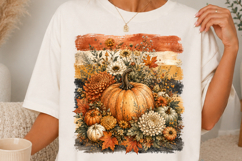 Vintage Fall Pumpkin Floral Autumn Sublimation SVG Product Image 1