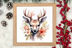 Watercolor Christmas Deer Head Clipart Sublimation Product Image 3