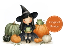 Cartoon Witch Tumbler, Watercolor Halloween Tumbler Design Product Image 3