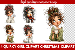Quirky Girl Christmas Clipart | Fun Holiday Girl PNG Product Image 1