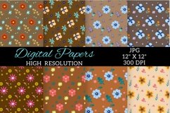 Brown Flower Digital Paper Patterns Flower Digital Pape Product Image 3