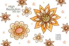 Watercolor retro flowers clipart. Product Image 3