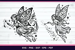 Fairy silhouettes SVG, Line art Fairytale SVG Product Image 3