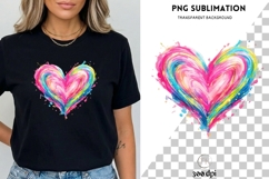 Colorful Heart PNG | Rainbow Watercolor Heart Clipart Product Image 1
