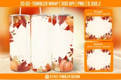 Pumpkin Tumbler Sublimation Wrap, 20 oz Fall Tumbler Wrap Product Image 1