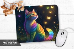 Glowing Firefly Rainbow Cat Mouse Pad PNG Design Product Image 1
