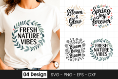 Fresh Vibes Floral Positive Quote SVG PNG Product Image 1