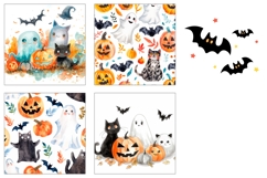 Watercolor Halloween Bats Square Coasters, Halloween PNG Product Image 3