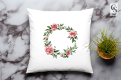 Watercolor Floral Wreath Rose Flower Frame Clipart Product Image 3