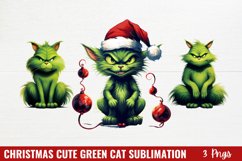 Christmas Cute Green Cat Sublimation clipart Product Image 1