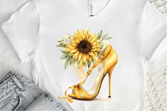 Sunflower High Heel Watercolor PNG Clipart Product Image 3