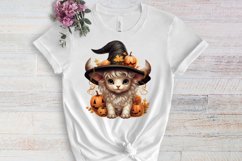 Halloween Highland Cow Clipart Sublimation, Halloween PNG Product Image 1