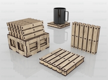 Boxed Pallet Coaster Svg Files, Laser Cutting Files Product Image 3