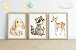 Watercolor Woodland Animals Baby Shower Nursery Clipart Product Image 2