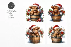 Christmas cow, Highland cow, JPG, Junk journal, Product Image 1