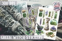 Witch sticker Sheet Green Magic Herbs Props Wicca Halloween Product Image 1