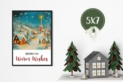 Christmas Village Greeting Cards, Vintage Christmas Print Product Image 3