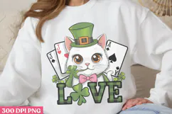 Love PNG, St Patricks Day Cat Sublimation PNG Product Image 3