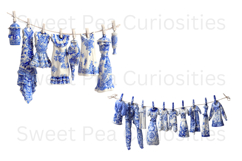 Blue Toile, Ephemera, PNG, Clipart, Junk Journal, flowers Product Image 3