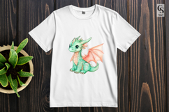 Cute Green Baby Dragon Clipart Sublimation PNG Product Image 3