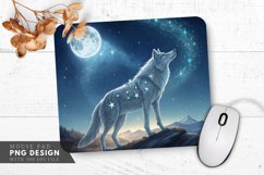 Celestial Wolf Under Moonlight Mouse Pad PNG Design Product Image 1