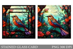 Stained Glass Bird Card. Bird Stained Glass Card Sublimation Product Image 1
