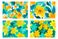Narcissus Flowers Cosmetic Bag, Floral Cosmetic Bag PNG Product Image 3